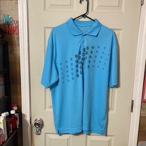 Blue Polo Shirt with Dot Pattern